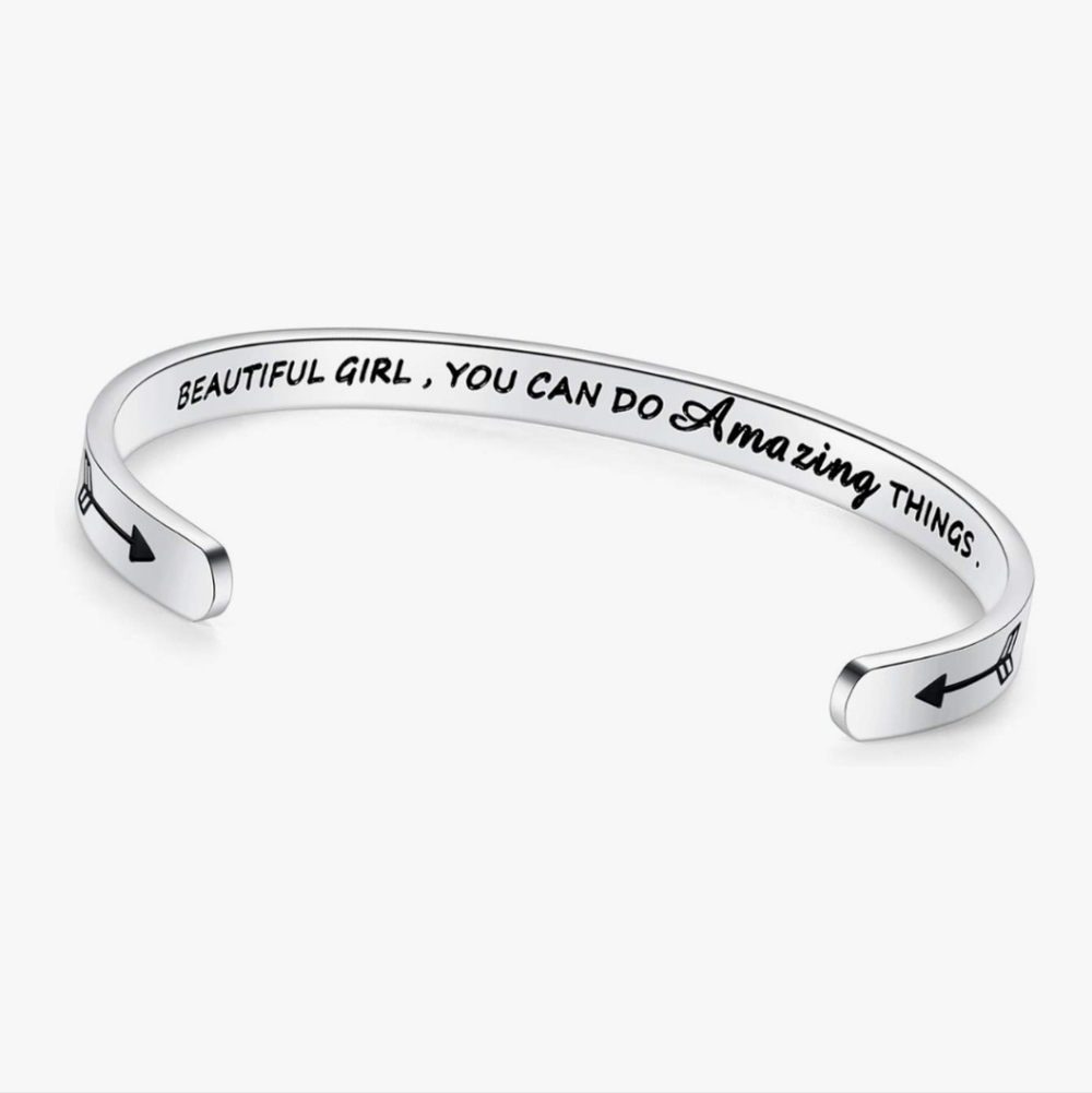 Inspirational Silver Cuff Bracelet